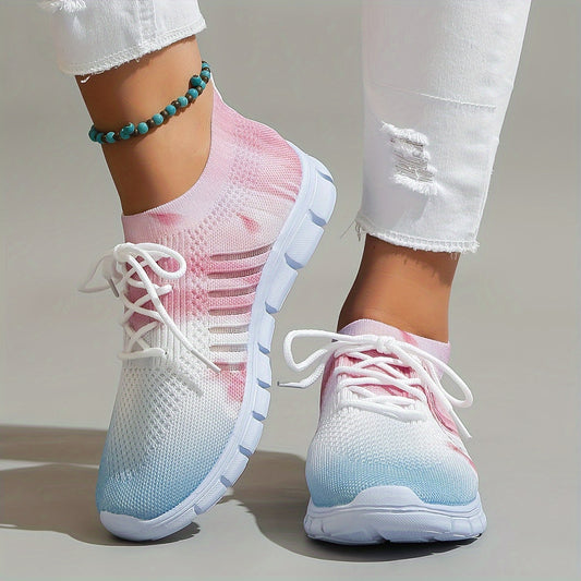 Breathable Flying Woven Shoes Soft Sole Lightweight Non Slip Running Shoes