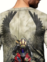 Motorcycle Rider Print Men's Long Sleeve T shirt Stylish Tees For Autumn