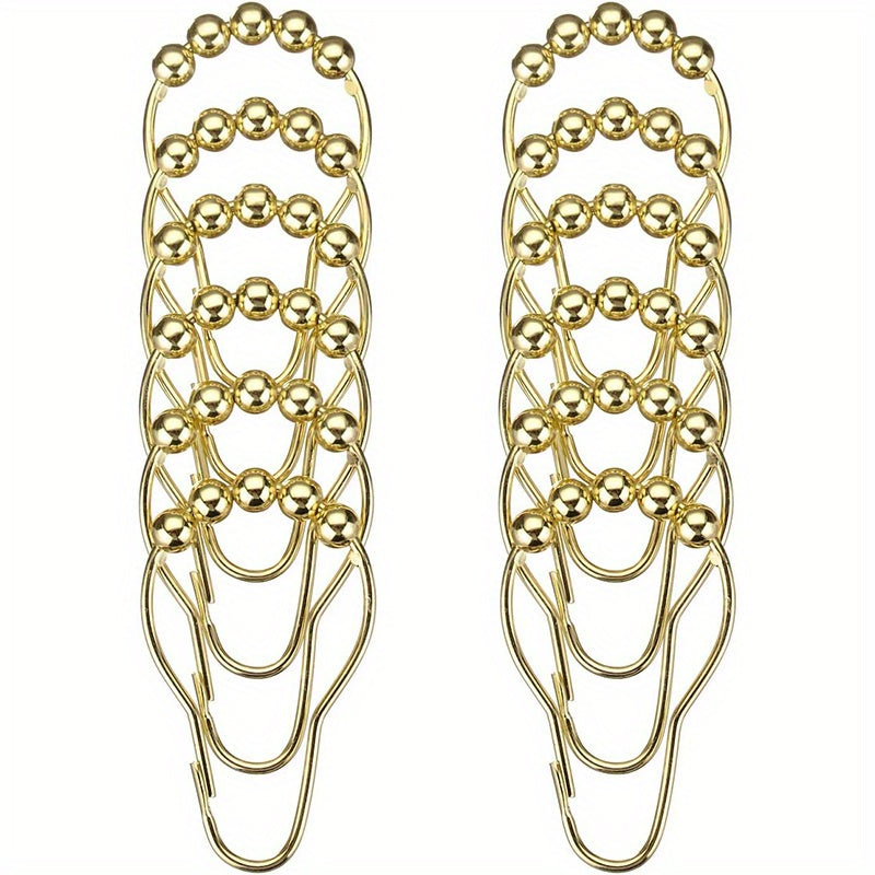 12pcs Stainless Steel Shower Curtain Hooks for Bathroom Shower Rods