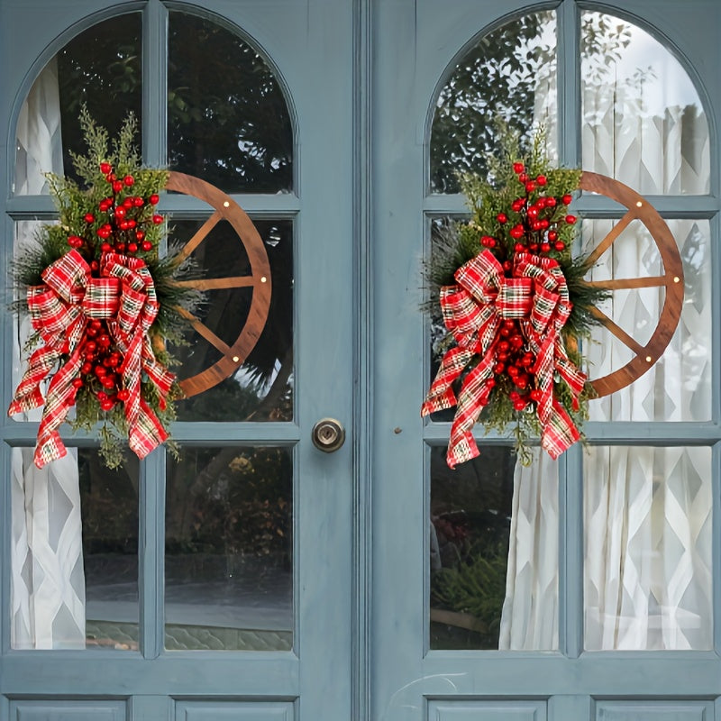 Christmas Pine Needle Red Fruit Wheel Wreath