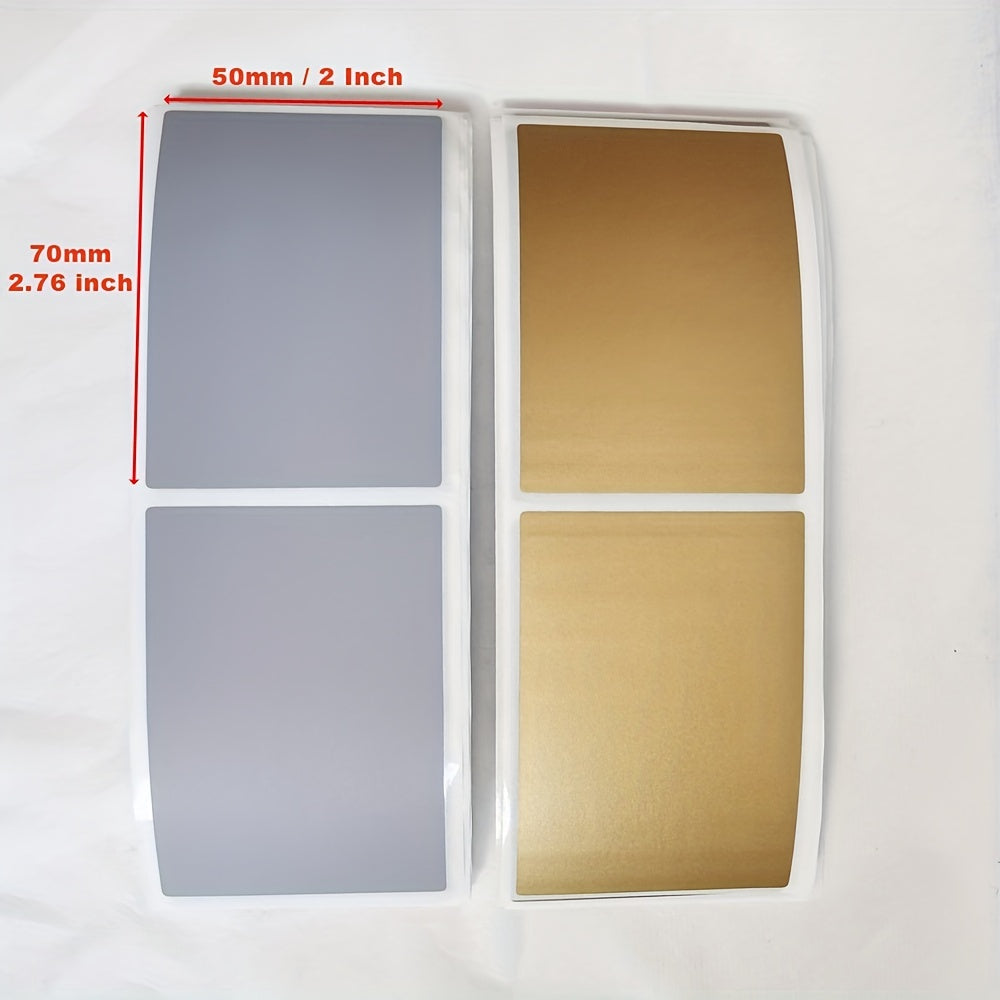 50pcs 70x50mm Rectangular Scraping Film Stickers Wedding Card Golden Gray