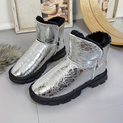 Women's Non slip Solid Thickened Medium Tube Snow Boots