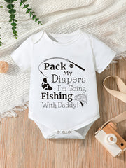 Baby Boys Fishing With Daddy Short Sleeve Onesie Clothes