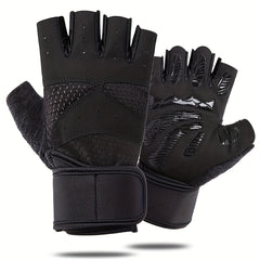 Breathable Half Finger Fitness Gloves with Wrist Support and Anti Slip Silicone