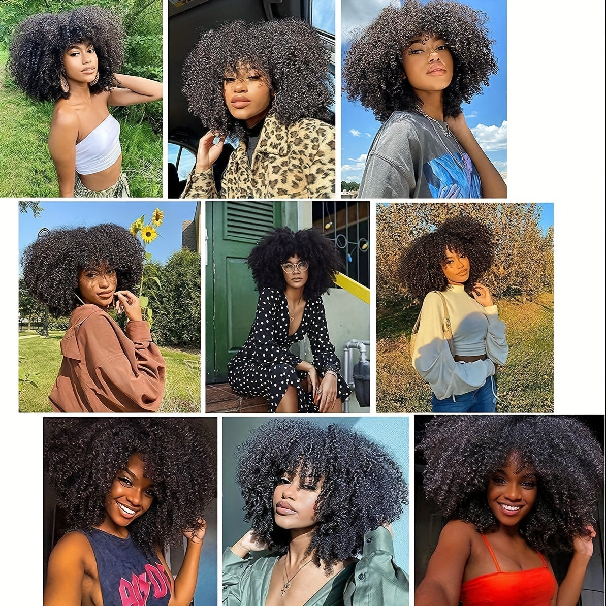 Short Afro Kinky Curly Wig With Bangs Brazilian Virgin Human Hair Wigs For Women