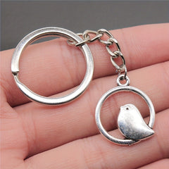 Bird Animal Keychain Vintage Silver Metal Keyring Key Holder Accessories
