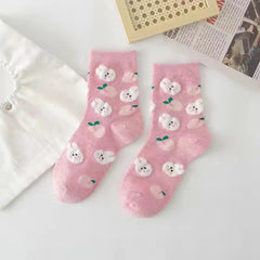 Cartoon Animal Pattern Crew Socks Women's Stockings