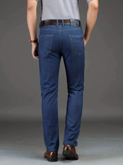 Business Casual Mens Straight Leg Stretch Denim Jeans with Pockets