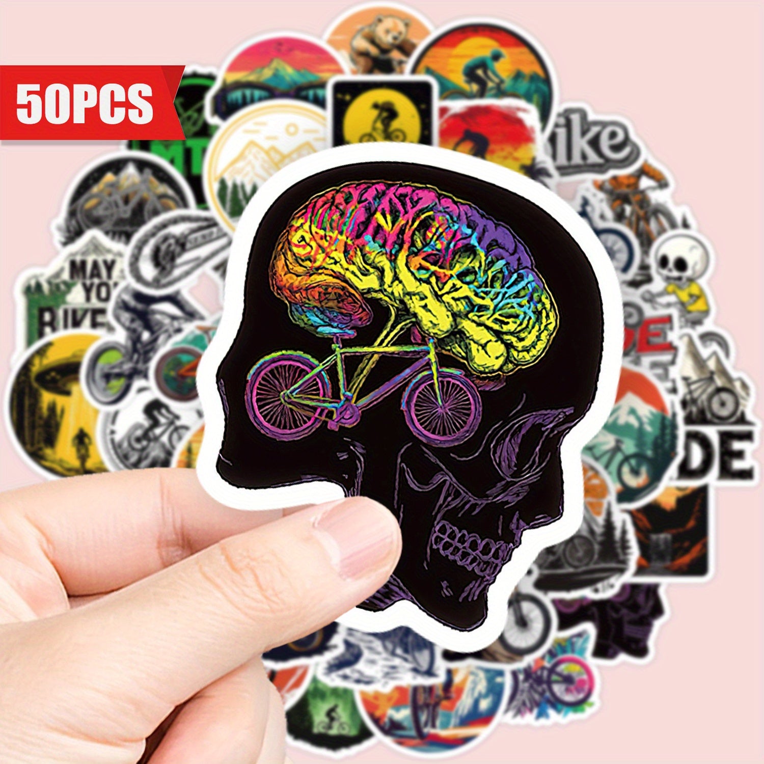 50 Waterproof Vinyl Biking Lifestyle Decals for Laptops Phones Guitars
