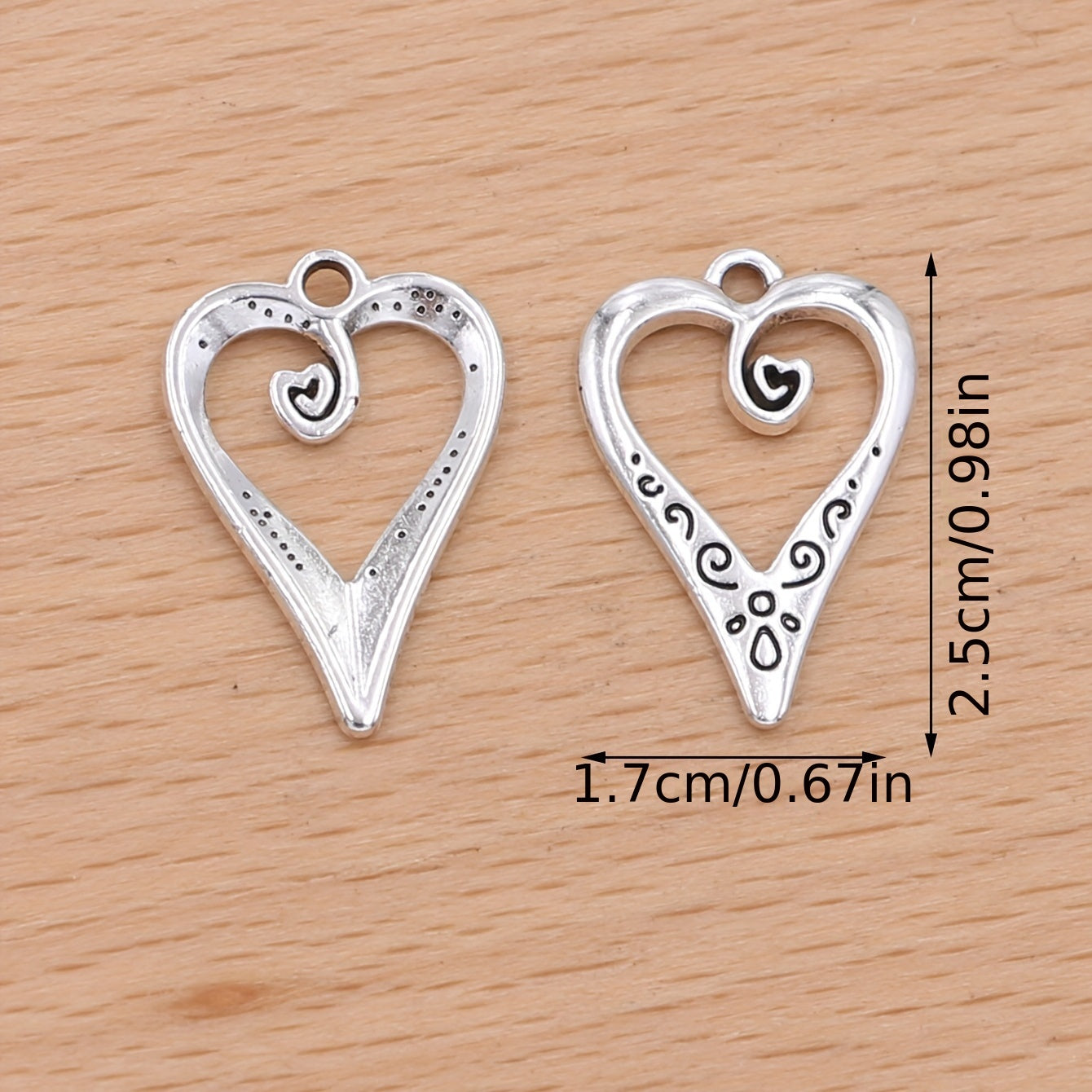 10pcs Silver Plated Heart Charm Vintage Pendant For Jewelry Making DIY