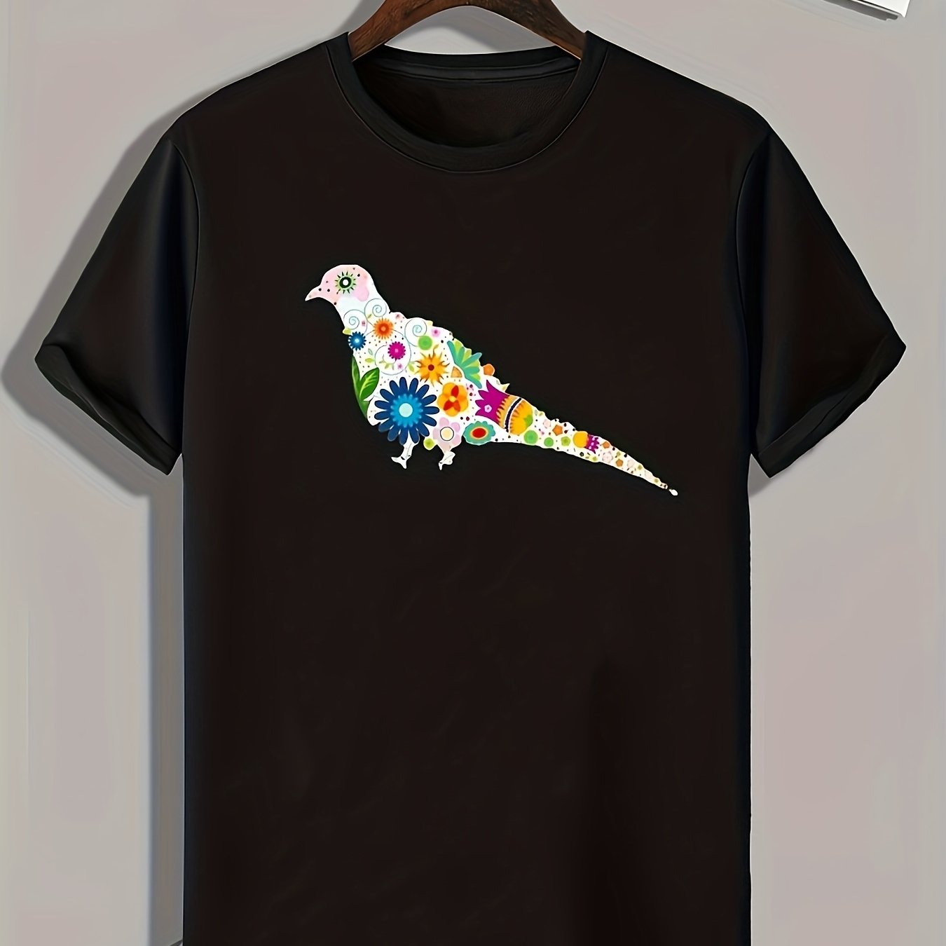 Bird Pattern Print Men's Sports T-shirt Graphic Tee