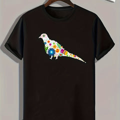 Bird Pattern Print Men's Sports T-shirt Graphic Tee