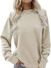 Solid Crew Neck Sweatshirt Casual Long Sleeve Sweatshirt