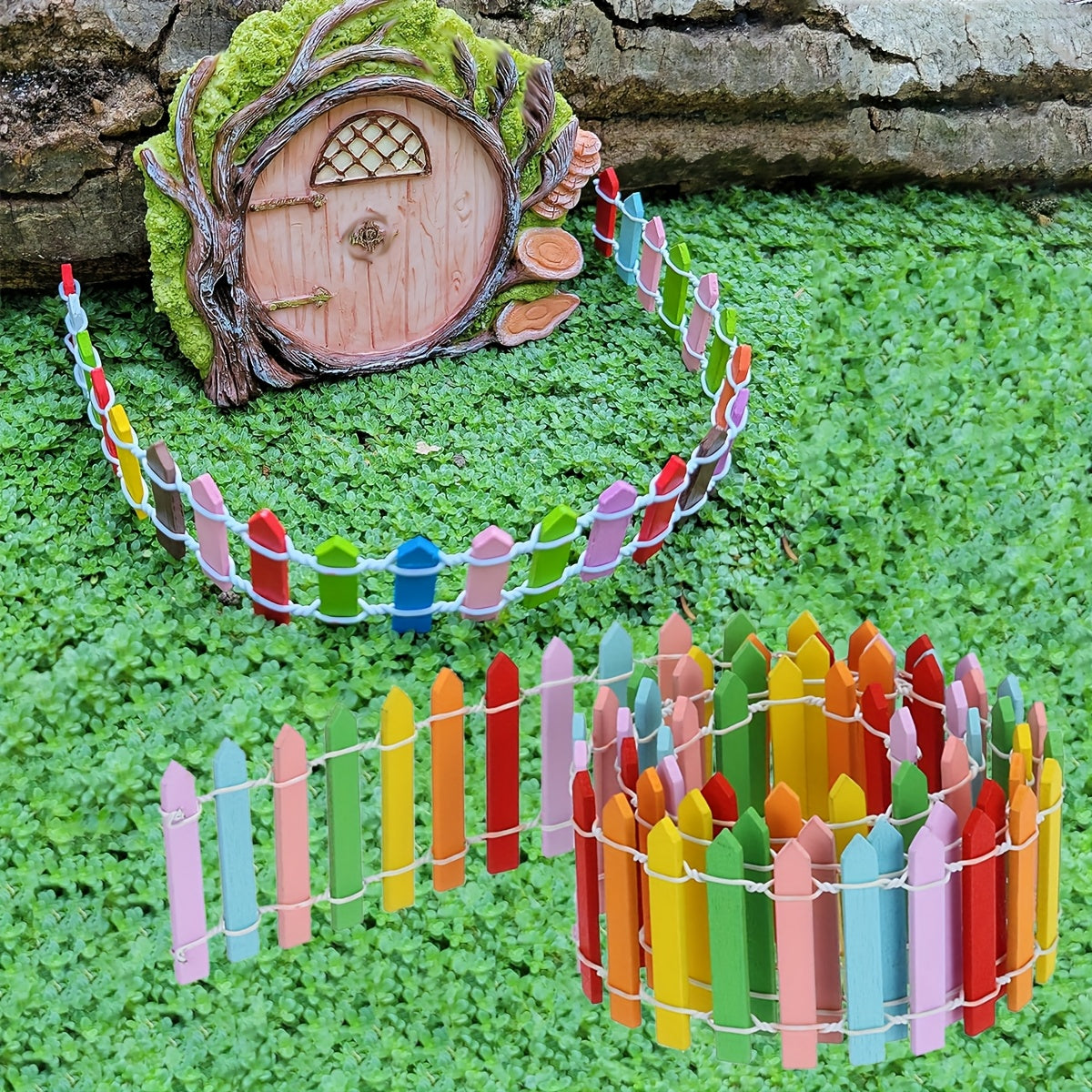 1 2 Mini Rainbow Fairy Garden Fence Dollhouse Decoration