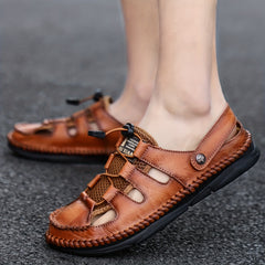 Men's Casual Stitch Closed Toe Slip On Sandals Anti-skid Rubber Sole