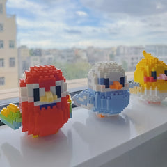12pcs Bird Block Set DIY Cartoon Packaging Perfect Gift or Desktop Display