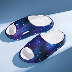 Men's Starry Sky Print Platform Slides
