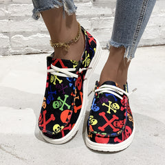 Women's Skull Pattern Slip-On Canvas Shoes