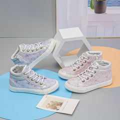 Sequin Middle Top Sneakers with Zipper for Girls