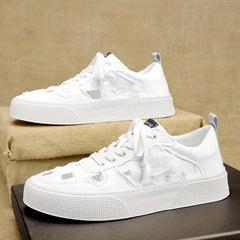 Men's Canvas Shoes Solid Lace up Skate Shoes Walking Sneakers