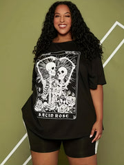 Halloween Skull Print Short Sleeve Sports Top Gym Tee