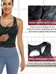 Zip Front Longline Padded Sports Bra for Women