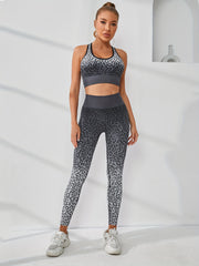 Leopard Print Workout Set: Crop Tank Top & Running Leggings