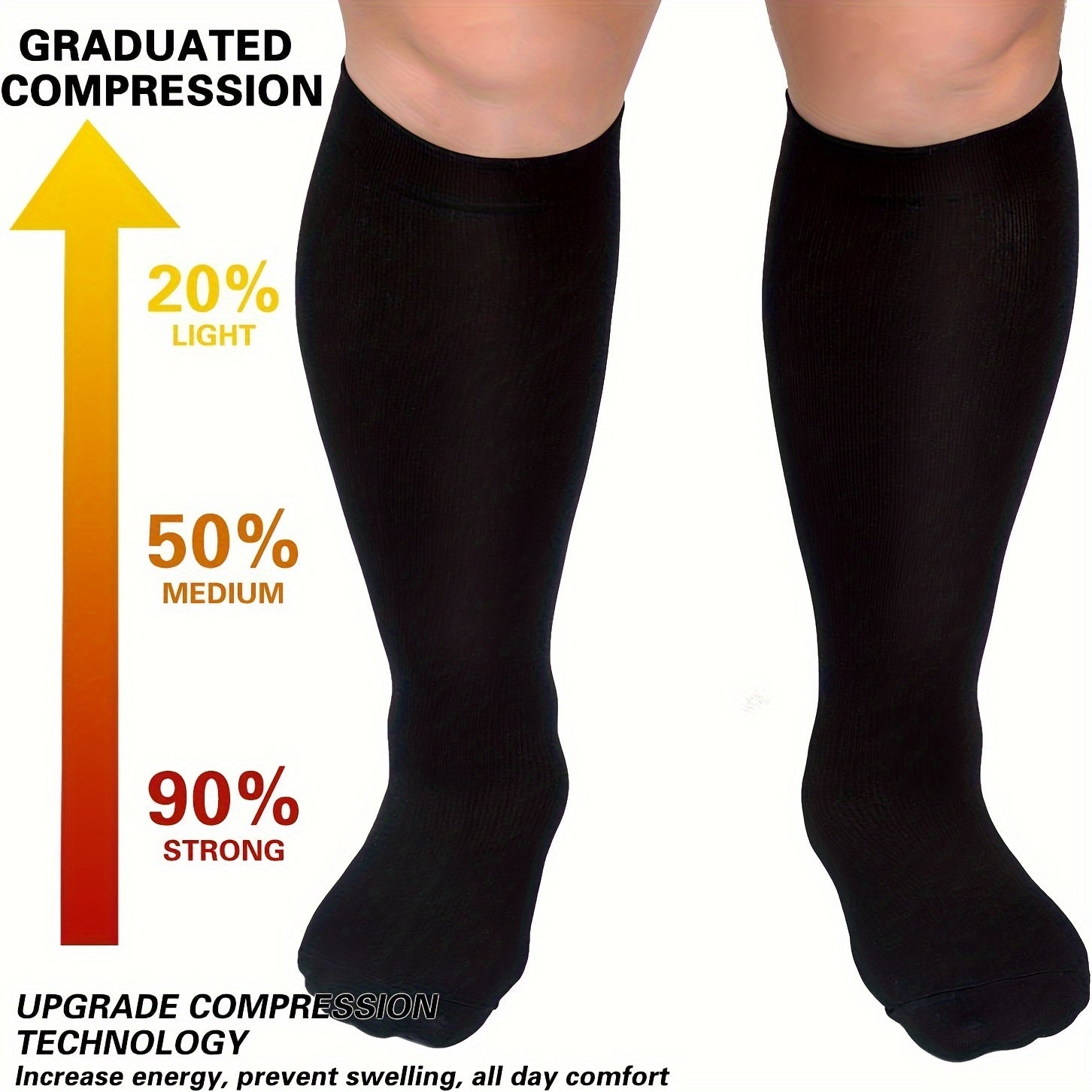 3 Pairs Wide Calf Compression Socks Men Women - Plus Size for Nurses