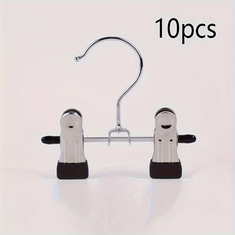 10pcs Stainless Steel Clothes Hangers w/ Adjustable Clips for Stores