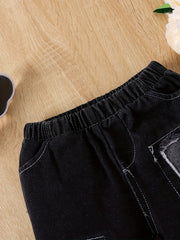 Baby Girls Casual Flared Jeans Ripped Pants