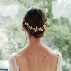 Leaf & Faux Pearl Hair Comb Bridal Wedding Headwear Hair Styling Accessory