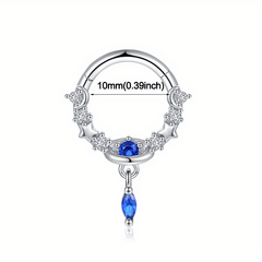 Zircon Inlaid Septum Nose Ring Body Piercing Jewelry