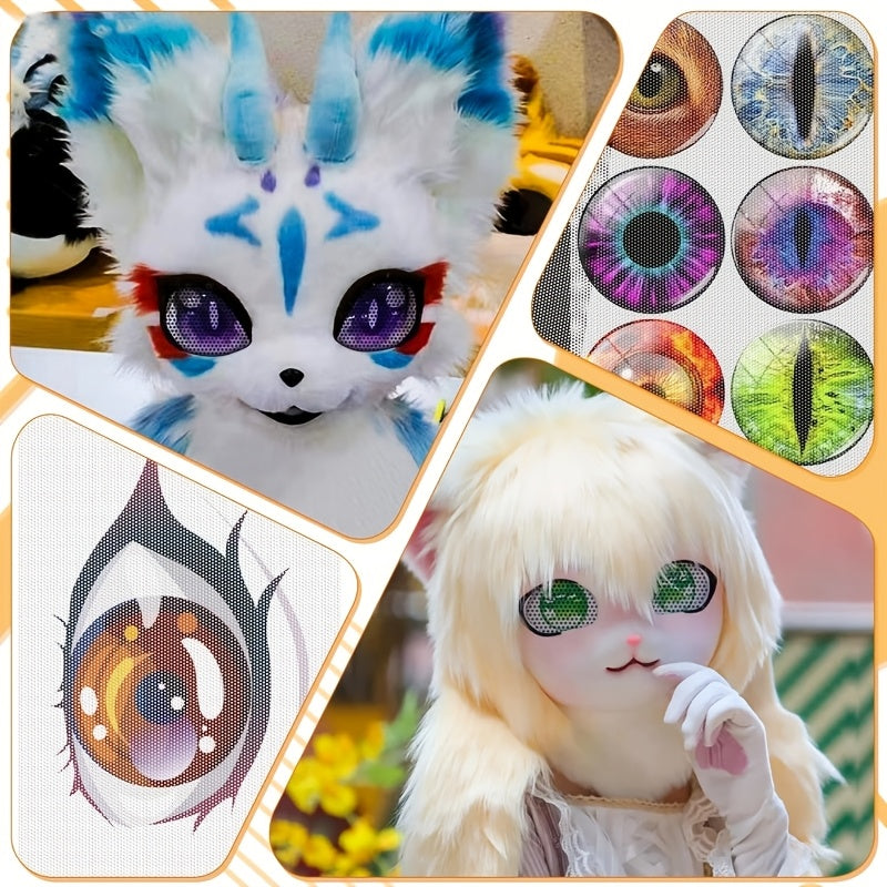 10pcs Furry Costume Eye Mesh 0.5mm Waterproof PVC Plastic Role Playing