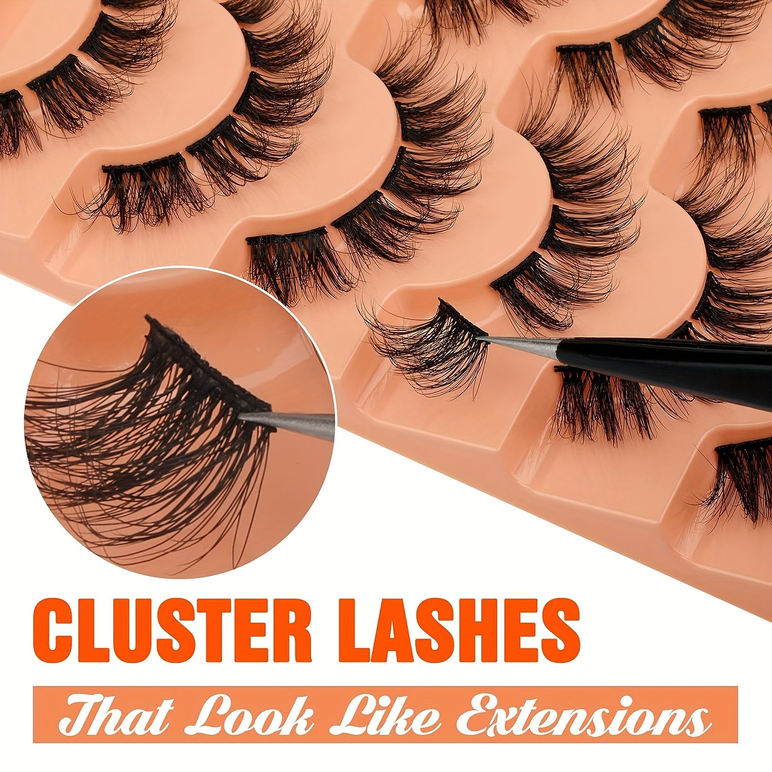 7 Pairs Natural Eyelashes Cluster Extensions 6-15mm Mixed Length False Eyelashes