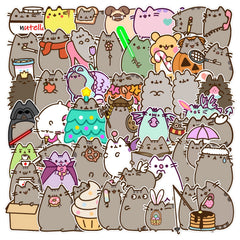 50PCS Kitten Stickers Phone Water Bottles Skateboard Decor Decals