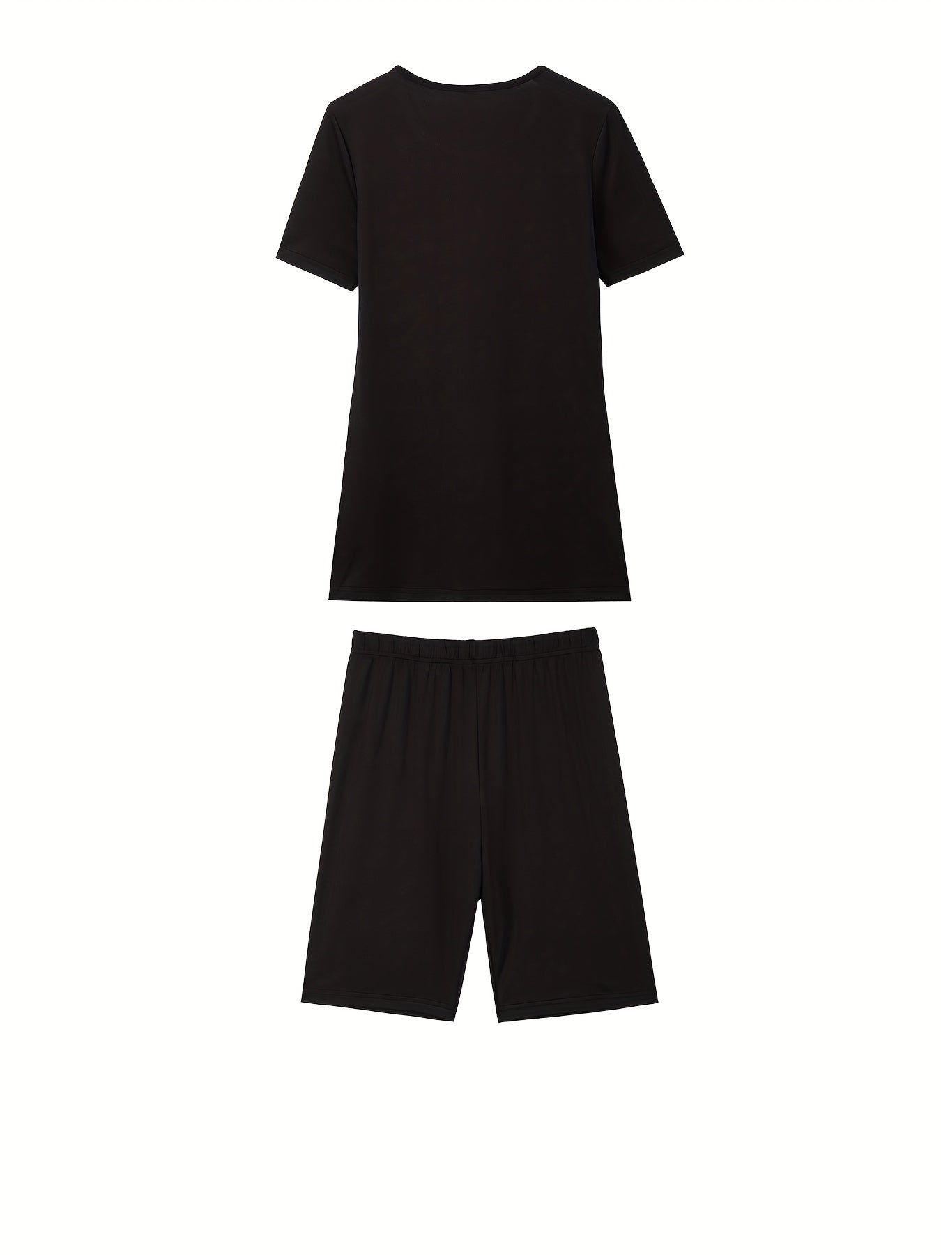 Casual Two piece Set Crew Neck Short Sleeve Tee & Slim Shorts