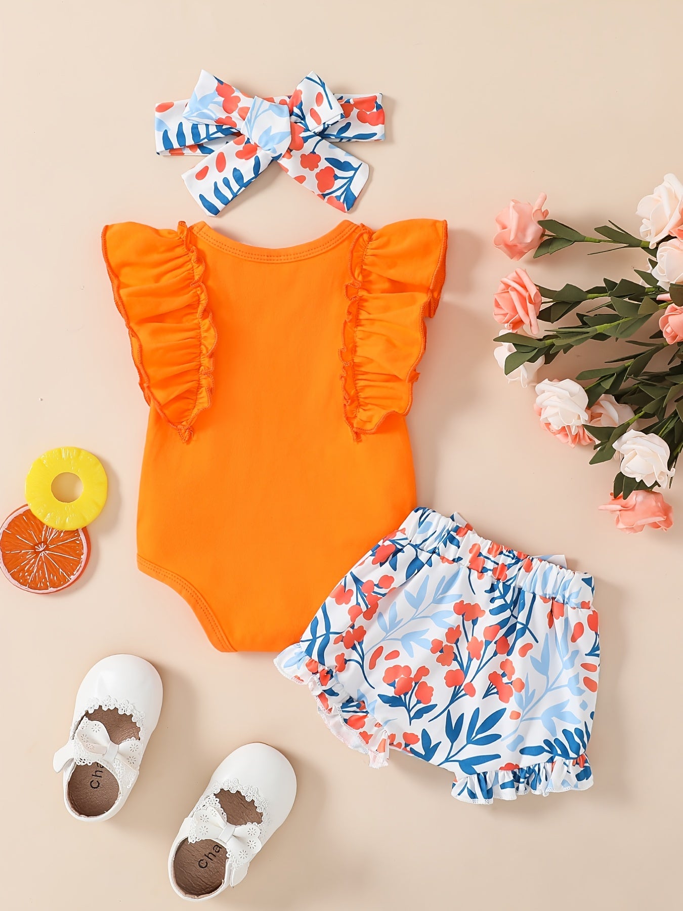 3pcs Daddy's Girl Sleeveless Onesie & Shorts & Headband Set
