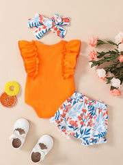 3pcs Daddy's Girl Sleeveless Onesie & Shorts & Headband Set