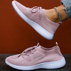 Women's Mesh Sneakers Lightweight Running Shoes Lace Up Outdoor Shoes
