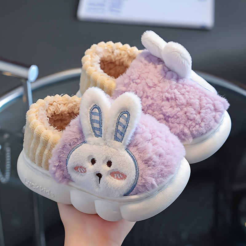 Girls' Cartoon Rabbit Furry House Shoes Soft Non-Slip Indoor Winter Shoes