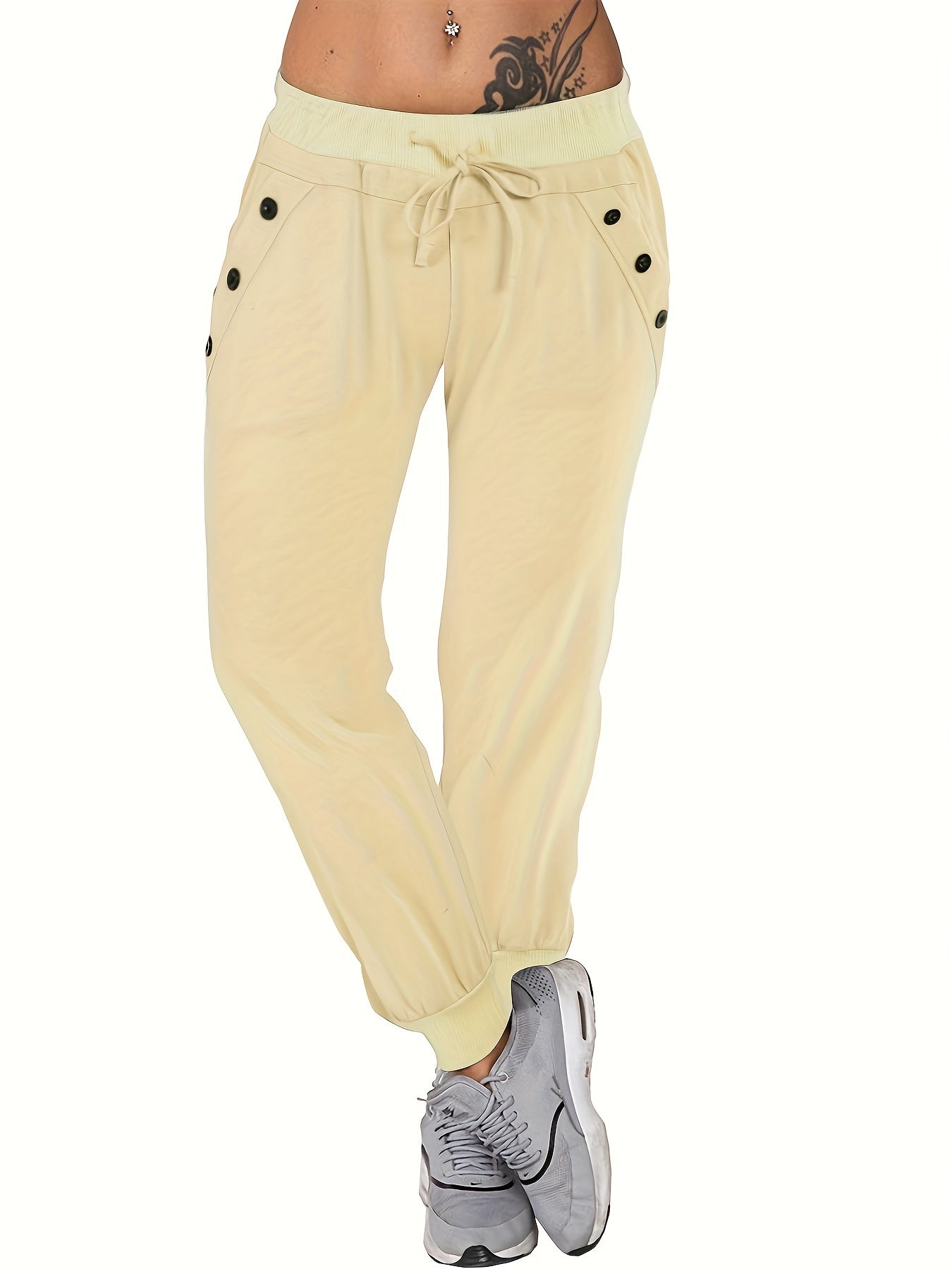 Tie Waist Jogger Pants with Pockets for Women