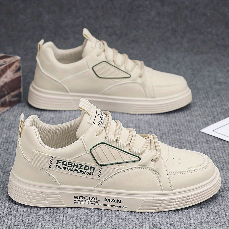 Men's PU Leather Skate Shoes Breathable Lace up Sneakers