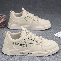Men's PU Leather Skate Shoes Breathable Lace up Sneakers