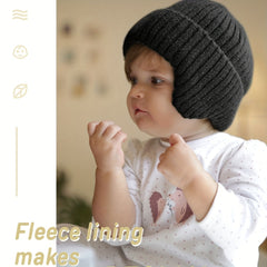 Sport Windproof Knit Beanie Hat With Fleece Lined For Kids