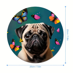 Pug Gaming Mouse Pad for Women - Round Non-slip Rubber Mouse Mat