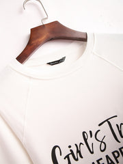 Letter & Number Print Pullover Crew Neck Sweatshirt