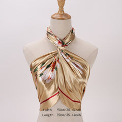 Vintage Floral Bandana Scarf Lightweight Silk Neck Scarfs