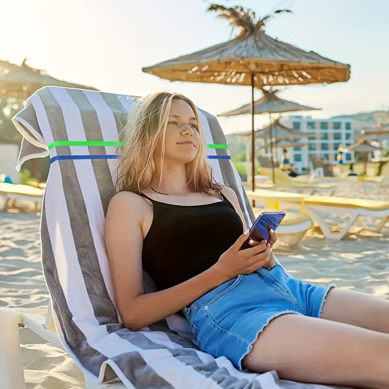 6pcs Silicone Towel Bands for Beach Chair - Windproof Beach Towel Clip Bands