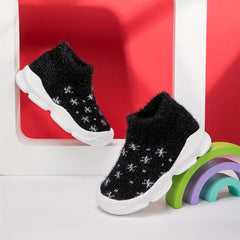 Boy's Solid Thermal Sock Shoes Non Slip Casual Sneakers