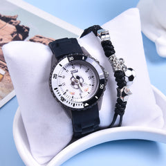 Boys' Soccer Sports Watch LED Glow Wristwatch & Bracelet Set